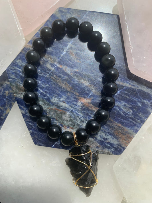 Obsidian Arrowhead Bracelet